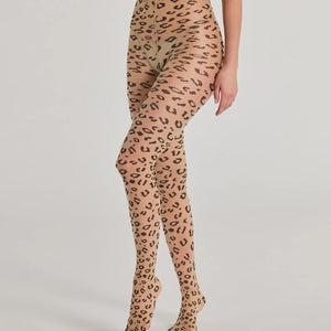 Fierce And Sultry Flocked Leopard Sheer Tights