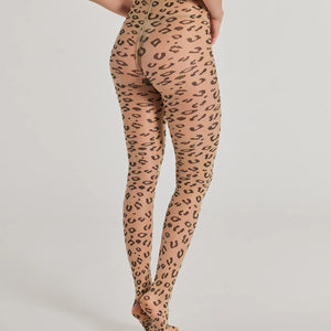 Fierce And Sultry Flocked Leopard Sheer Tights