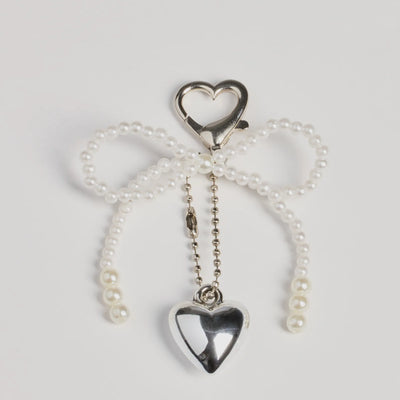 So Luxe Faux Pearl Bow And Heart Bag Charm