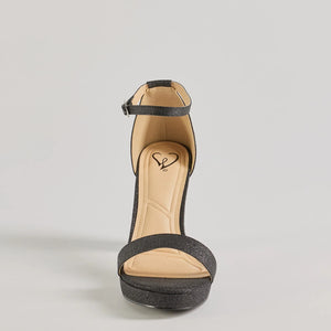 Sparkle And Glow Glitter Mesh Platform Heels