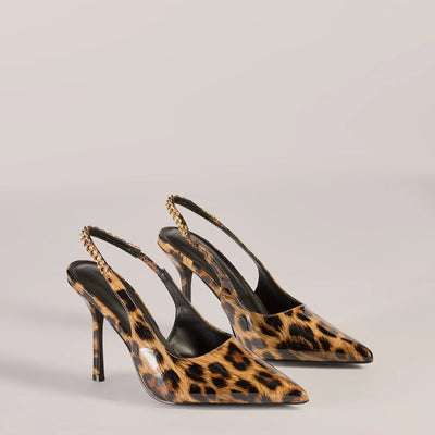 Wild Glam Leopard Print Slingback Pumps