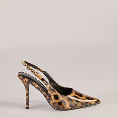 Wild Glam Leopard Print Slingback Pumps