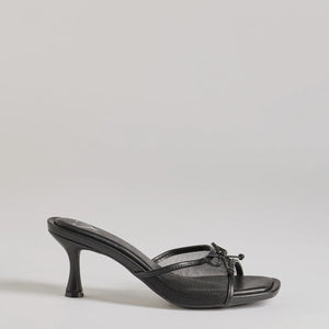 Adorable Bow Detail Mesh Strap Stiletto Mules