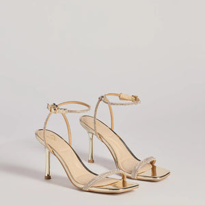 Shimmering Sparkle Rhinestone Chrome Stiletto Heels