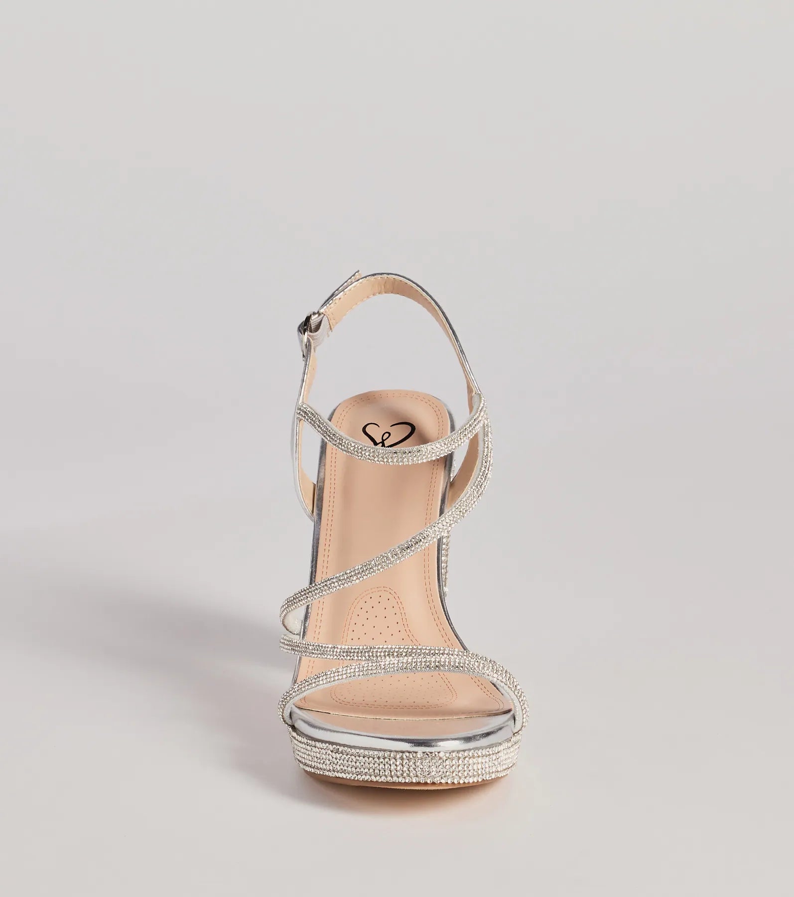 Glam Stride Rhinestone Metallic Platform Block Heels