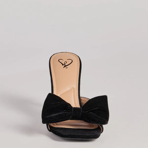 Adorably Luxe Velvet Bow Strap Stiletto Mules
