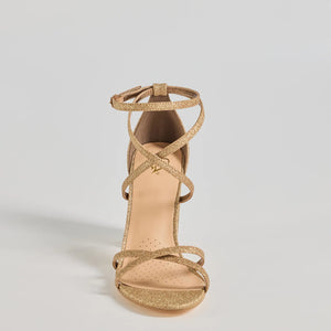 Glitzy Strut Glitter Mesh Block Heels