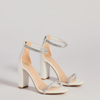 Glam Moves Rhinestone Strap Block Heels