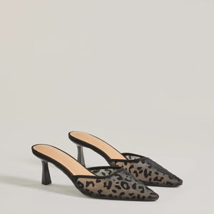 Fierce Moment Leopard Print Kitten Heeled Mules