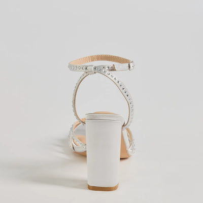 Step Out And Sparkle Rhinestone Strappy Block Heels
