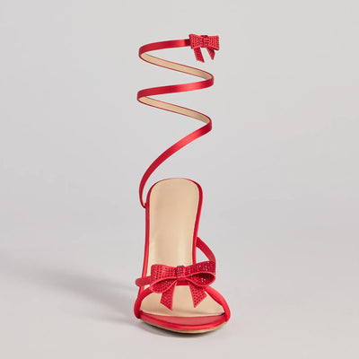 Chic Charm Bow Spiral Stiletto Heels