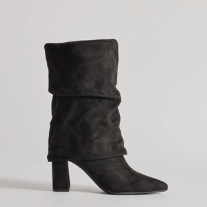 Fab Faux Suede Fold-Over Mid-Calf Boots