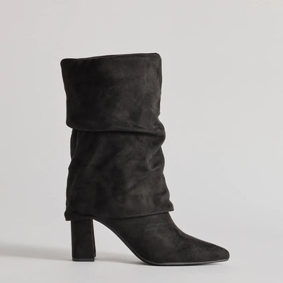 Fab Faux Suede Fold-Over Mid-Calf Boots
