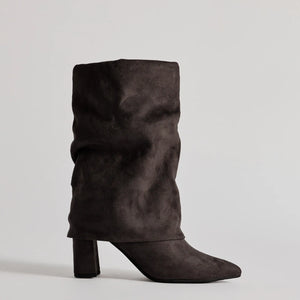 Fab Faux Suede Fold-Over Mid-Calf Boots