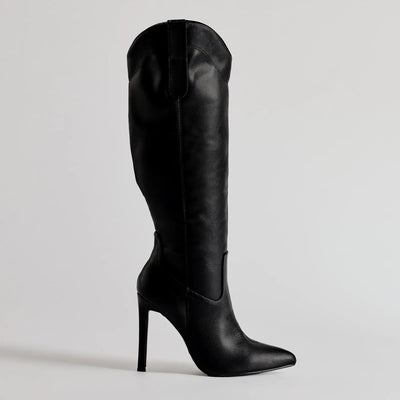 Sleek Western Under-The-Knee Stiletto Boots
