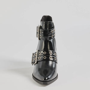 Edgy Stride Buckle Strap Ankle Booties