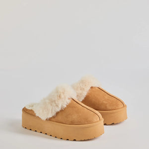 Cozy Mode Faux Fur Lined Platform Slippers
