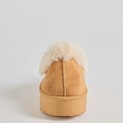 Cozy Mode Faux Fur Lined Platform Slippers