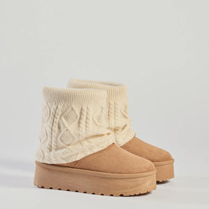 Cozy Vibes Cable Knit Platform Slippers