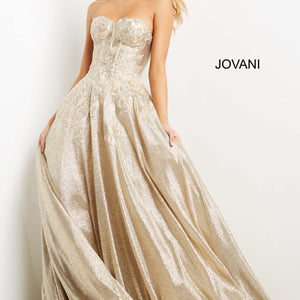 Glitter Strapless A-line Gown by Jovani 07497