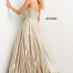Glitter Strapless A-line Gown by Jovani 07497