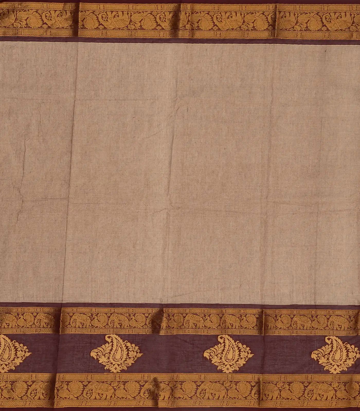 Dusty Pink Handloom Chettinad Cotton Saree With Zari Checks