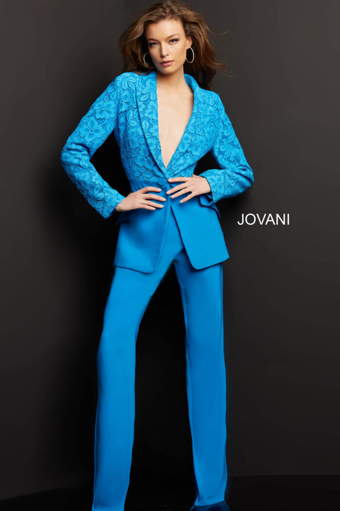 Jovani 07551 Long Two Piece Lace Formal Pant Suit