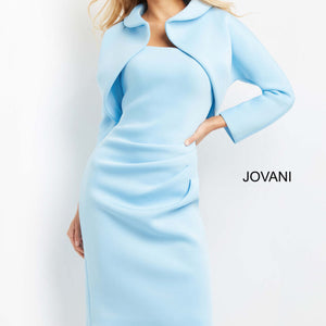 Jovani 07556 Fitted Knee Length Evening Pleated Formal Dress