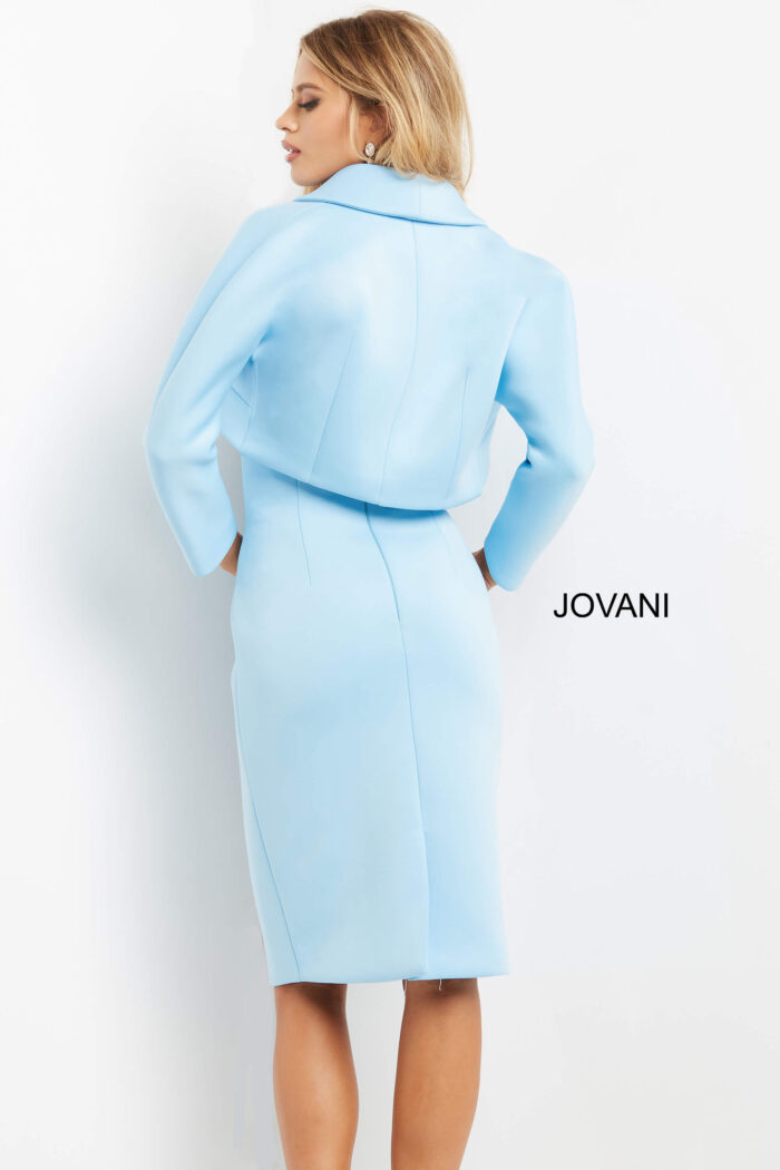 Jovani 07556 Fitted Knee Length Evening Pleated Formal Dress