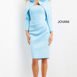 Jovani 07556 Fitted Knee Length Evening Pleated Formal Dress