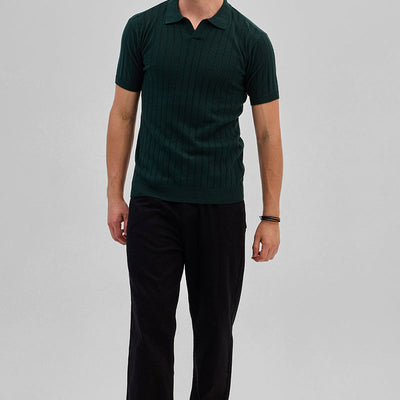 Dark Green Knitted Polo T-Shirt
