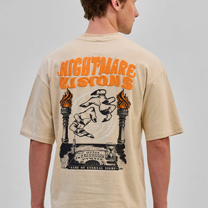 Nightmare Vision Beige Oversized Fit T-Shirt