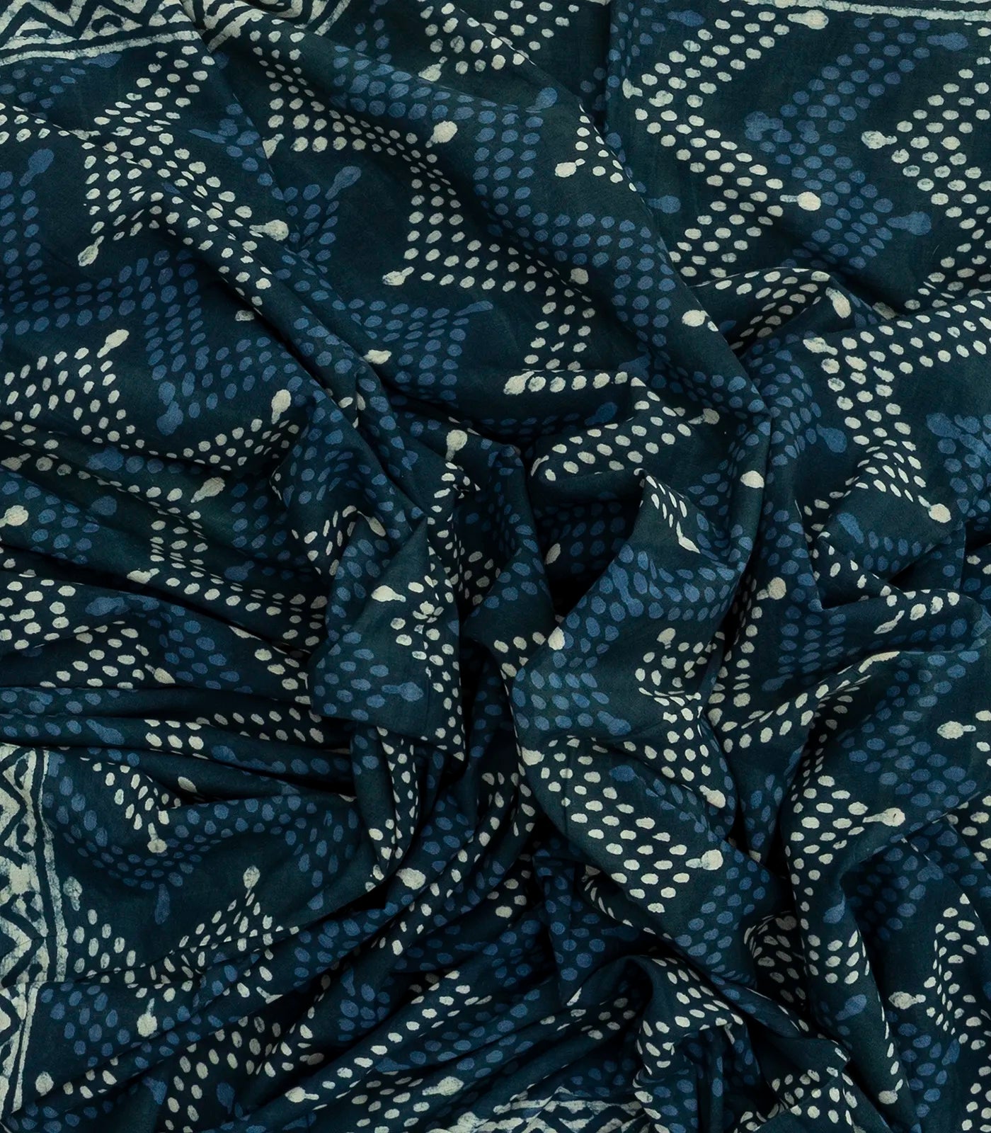 Navy Blue Woven Jaipur Cotton Saree Printed With Floral  Motifs