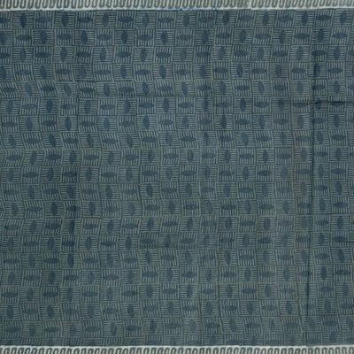 Navy Blue Woven Jaipur Cotton Saree With Printed Floral Motifs