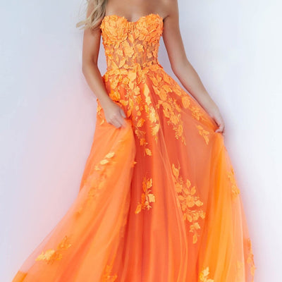 Embroidered Strapless A-line Gown by Jovani 07901