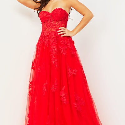 Embroidered Strapless A-line Gown by Jovani 07901