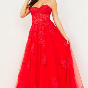 Embroidered Strapless A-line Gown by Jovani 07901