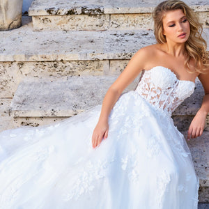 Embroidered Strapless A-line Gown by Jovani 07901