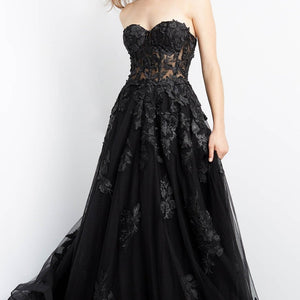 Embroidered Strapless A-line Gown by Jovani 07901