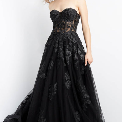 Embroidered Strapless A-line Gown by Jovani 07901