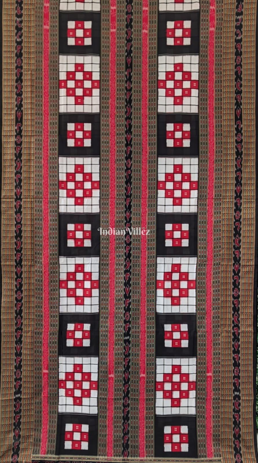 Black White Odisha Ikat Pasapali Bichitrapuri Silk Saree