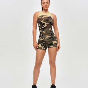 Cutout Tank Top - Earth Camo