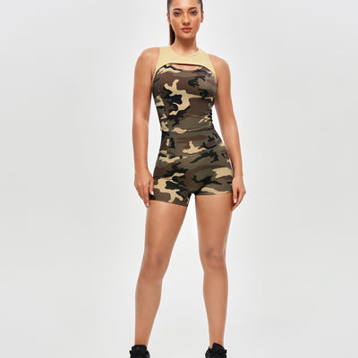 Cutout Tank Top - Earth Camo