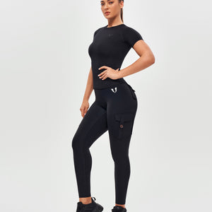 Round Neck Athletic T-shirt - Black