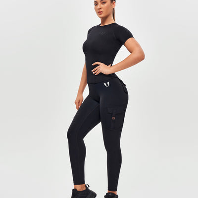 Round Neck Athletic T-shirt - Black