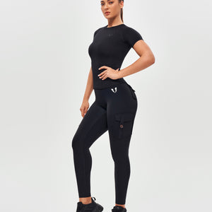 Round Neck Athletic T-shirt - Black