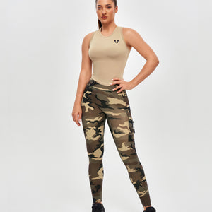 Round Neck Sports Tank - Khaki Yellow