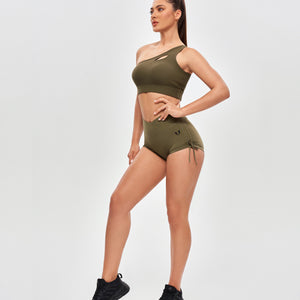 V-waist Scrunch Butt Shorts - Combat Green