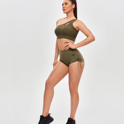 V-waist Scrunch Butt Shorts - Combat Green