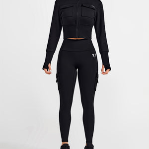 Loose Fit Active Crop Jacket - Black